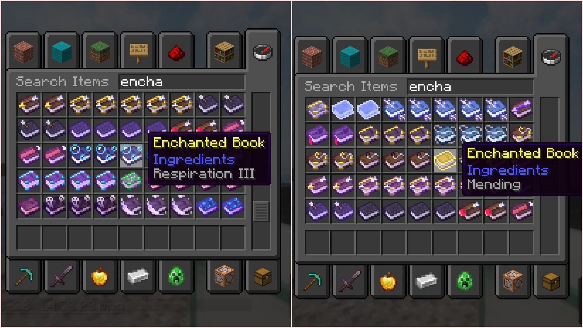 Even Better Enchants resource pack has unique and expressive textures for every enchanted book (Image via Sportskeeda Gaming || Mojang Studios)